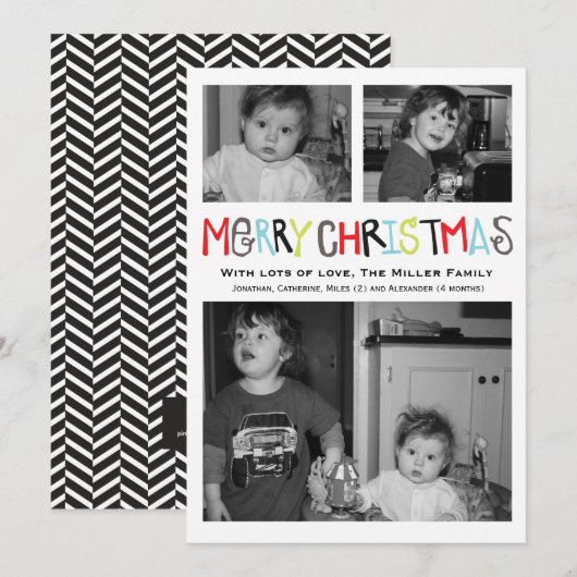 Vrolijke Kerstmis 3 de Kaart van de Vakantie van (Voorkant / Achterkant)