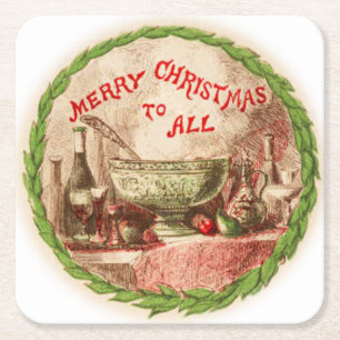 Vrolijke Kerstmis aan Al Kroon en het Voedsel Kartonnen Onderzetters