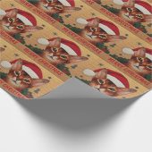 Vrolijke Kerstmis Abyssinische Kat, Kerstmis Santa Cadeaupapier (Hoek)