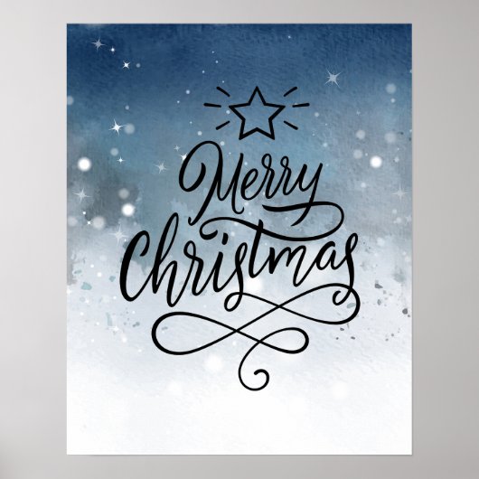 Vrolijke Kerstmis aquarel Poster (Voorkant)