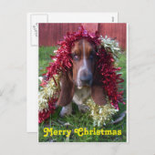 Vrolijke Kerstmis Basset Hound van het briefkaart (Voorkant / Achterkant)
