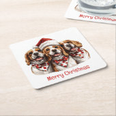 Vrolijke Kerstmis Beagle honden Kartonnen Onderzetters (Schuin)