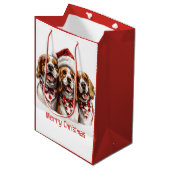 Vrolijke Kerstmis Beagle honden Medium Cadeauzakje (Voorkant Gekanteld)