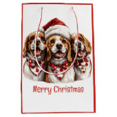 Vrolijke Kerstmis Beagle honden Medium Cadeauzakje (Voorkant)
