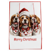 Vrolijke Kerstmis Beagle honden Medium Cadeauzakje (Achterkant)