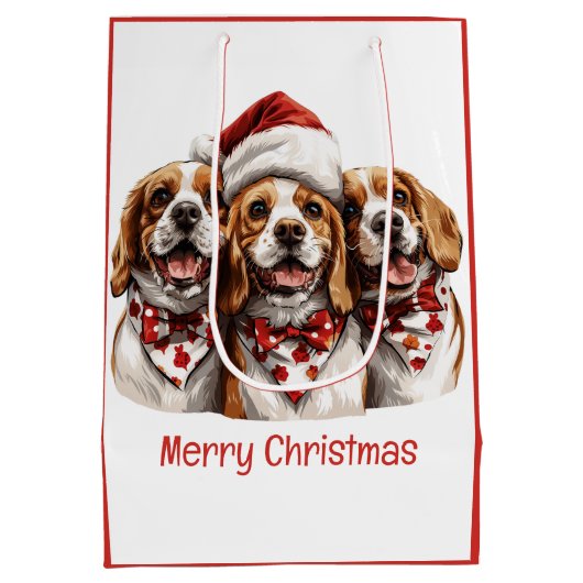 Vrolijke Kerstmis Beagle honden Medium Cadeauzakje (Achterkant)