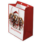 Vrolijke Kerstmis Beagle honden Medium Cadeauzakje (Achterkant Gekanteld)