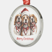 Vrolijke Kerstmis Beagle honden Metalen Ornament (Links)