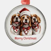Vrolijke Kerstmis Beagle honden Metalen Ornament (Voorkant)
