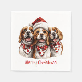 Vrolijke Kerstmis Beagle honden Servet