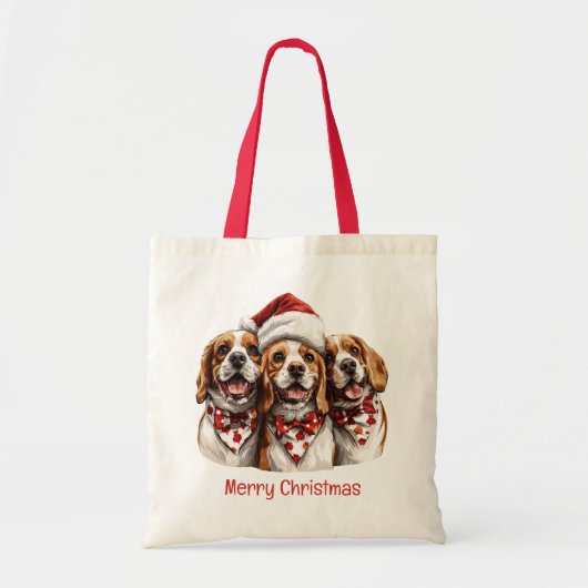 Vrolijke Kerstmis Beagle honden Tote Bag (Voorkant)