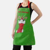 Vrolijke Kerstmis Bearded Gnome in Stocking Green Schort (Insitu)