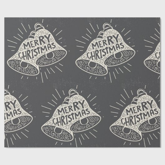 Vrolijke Kerstmis Bells Chalkboard look Cadeaupapier (Vlak)