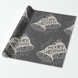 Vrolijke Kerstmis Bells Chalkboard look Cadeaupapier