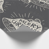 Vrolijke Kerstmis Bells Chalkboard look Cadeaupapier (Hoek)