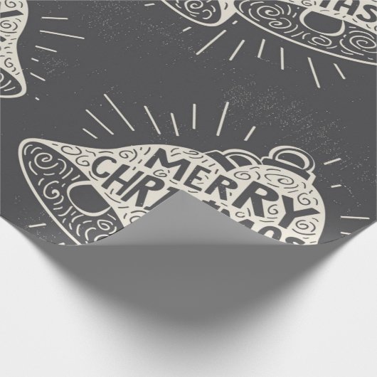 Vrolijke Kerstmis Bells Chalkboard look Cadeaupapier (Hoek)