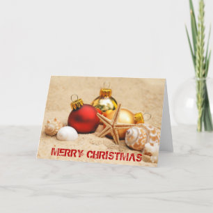 Vrolijke Kerstmis bij het Strand Feestdagen Kaart