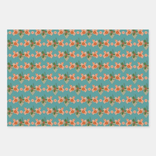 Vrolijke Kerstmis Bloemenduif met hart Inpakpapier Vel (Voorkant 3)