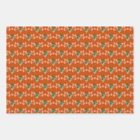 Vrolijke Kerstmis Bloemenduif met hart Inpakpapier Vel (Voorkant)