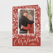 Vrolijke Kerstmis Botanische Foto Gevouwen Feestdagen Kaart (Voorkant)