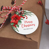 Vrolijke Kerstmis Botanische Rode Vakantie Ronde Sticker