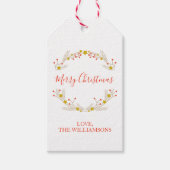 Vrolijke Kerstmis Botanische Vakantie krans Kraft Cadeaulabel (Voorkant)
