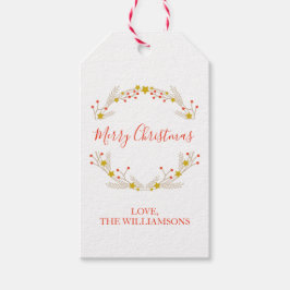 Vrolijke Kerstmis Botanische Vakantie krans Kraft Cadeaulabel