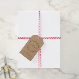 Vrolijke Kerstmis Botanische Vakantie krans Kraft Cadeaulabel