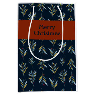 Vrolijke Kerstmis Botany Boeketten Patroon Gift Ba Medium Cadeauzakje