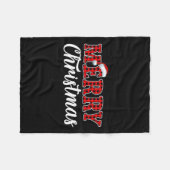 Vrolijke Kerstmis Buffalo Plaid Red Santa Family M Fleece Deken (Voorkant (Horizontaal))
