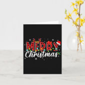 Vrolijke Kerstmis Buffalo Plaid Red Santa Family M Kaart (Gele Bloem)