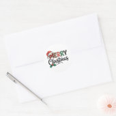 Vrolijke Kerstmis Buffalo Plaid Santa Hat Love Xma Ronde Sticker (Envelop)