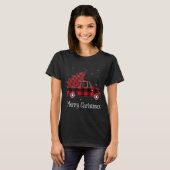 Vrolijke Kerstmis Buffalo Rood Plaid Truck Tree (2 T-shirt (Voorkant volledig)