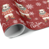Vrolijke Kerstmis Bulldog Dog Holiday Cadeaupapier (Rol Hoek)