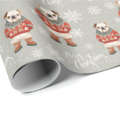Vrolijke Kerstmis Bulldog Dog Holiday Cadeaupapier (Rol Hoek)