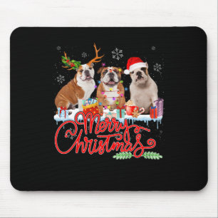 Vrolijke Kerstmis Bulldog Lover Santa Reindeer Lig Muismat