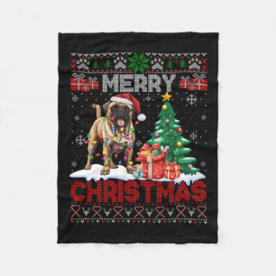 Vrolijke Kerstmis Bullmastiff Lovers Family Ugly X Fleece Deken