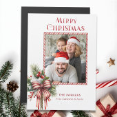 Vrolijke Kerstmis Candy Cane Bow Foto