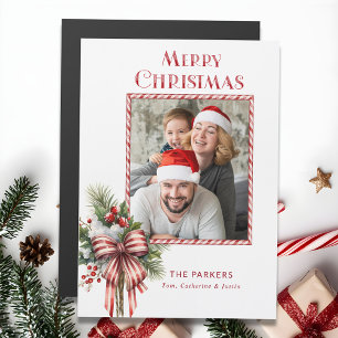 Vrolijke Kerstmis Candy Cane Bow Foto