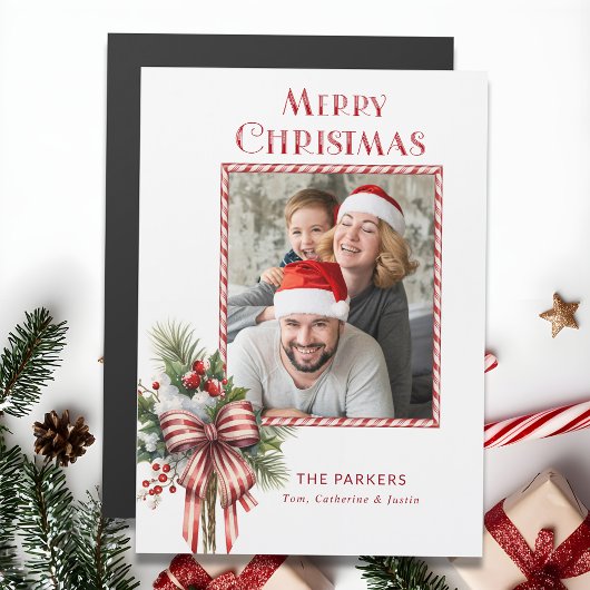 Vrolijke Kerstmis Candy Cane Bow Foto