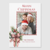 Vrolijke Kerstmis Candy Cane Bow Foto (Voorkant)