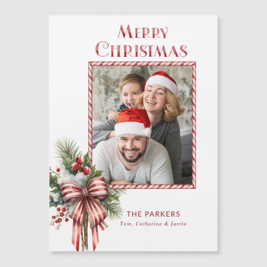 Vrolijke Kerstmis Candy Cane Bow Foto (Voorkant)