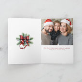 Vrolijke Kerstmis Candy Cane Bow Foto Feestdagen Kaart (Binnen)