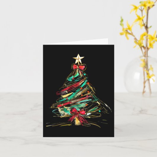 Vrolijke Kerstmis Coquette Bow Xmas Tree Family Pa Kaart (Gele Bloem)