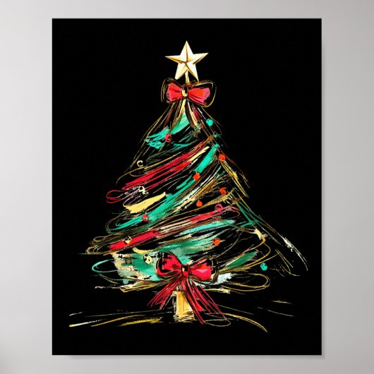 Vrolijke Kerstmis Coquette Bow Xmas Tree Family Pa Poster (Voorkant)