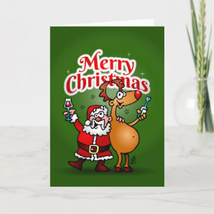 Vrolijke Kerstmis - de Kerstman en zijn Rendier Feestdagen Kaart
