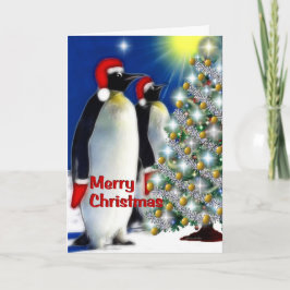 Vrolijke Kerstmis - de Pinguïnen van de Keizer Feestdagen Kaart