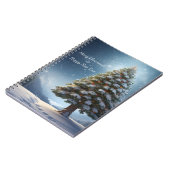 Vrolijke Kerstmis dennenboom sneeuwvlok wintervaka Notitieboek (Linkerzijde)