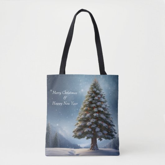 Vrolijke Kerstmis dennenboom sneeuwvlok wintervaka Tote Bag (Voorkant)