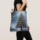 Vrolijke Kerstmis dennenboom sneeuwvlok wintervaka Tote Bag (Dichtbij)